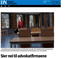 Utklipp fra DN: "Sier nei til advokatfirmaene"